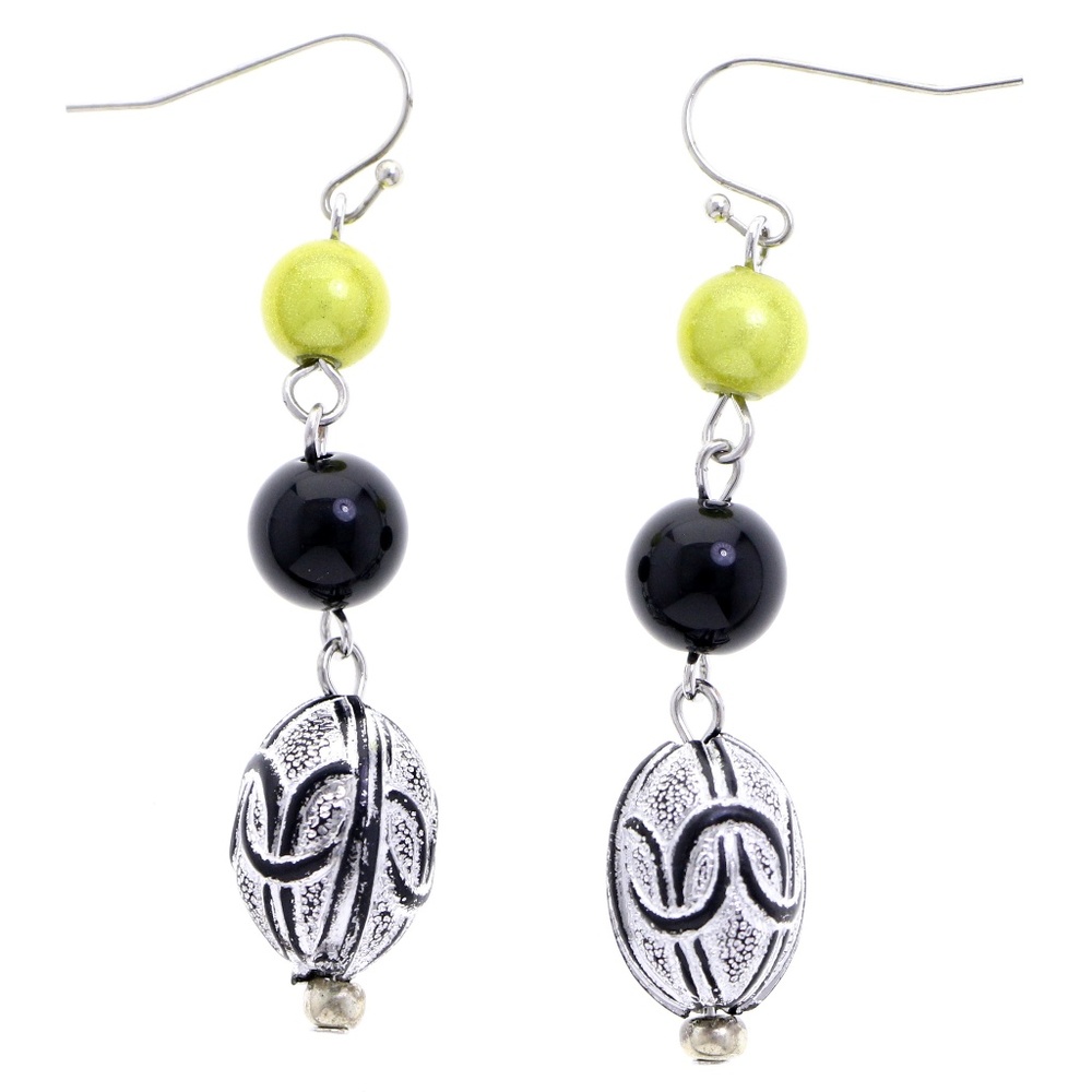Designer Dangle Earrings Black & Yellow NWOT - Picture 1 of 1